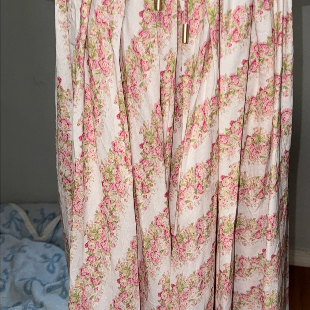 LaceMade Halter Neck Pink Floral Midi Dress - Picture 4 of 6